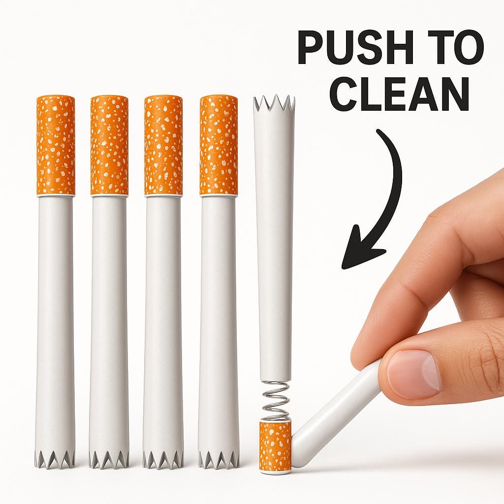 bat smoking a cigarette Self-cleaning Spring Eject One Hitter • Push-clean Bat • Reusable Metal Cig-style  Dugout Bat • Pack Options Available