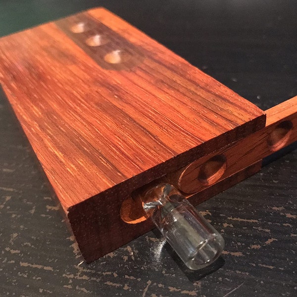Handmade Wood Stash Box with Glass Compartment Slider