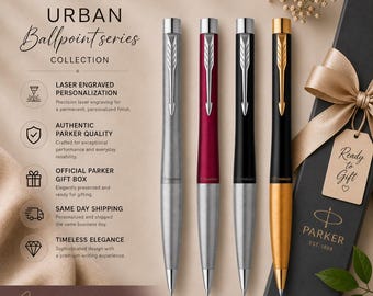 Personalized Parker Urban Ballpoint Pen, Laser Engraved, Official Gift Box, Executive Gift