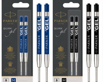 Genuine Parker Gel Ink Refills: Blue & Black, 0.7mm Medium Tip (2 Pack)