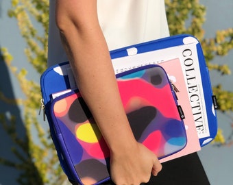 iPad or tablet cover / case   Jetson design pink and blue neoprene