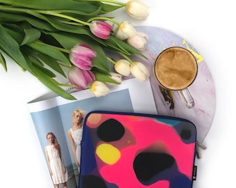 Designer 13” laptop cover / case  Jetson design pink and blue neoprene