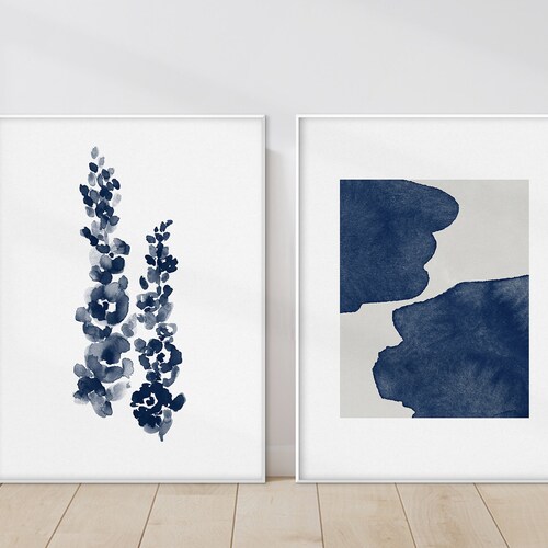 Blue Art Print Set of 5 Abstract Digital Printable Art Etsy