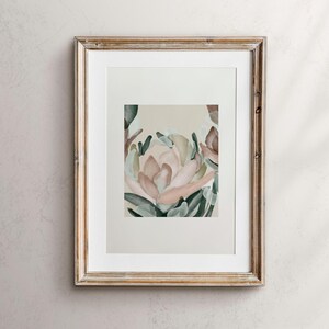 Watercolor Flower Print, Pastel Floral Wall Art, Country Home Art, Digital Printable, Modern Pink and Beige Poster, Neutral Printable