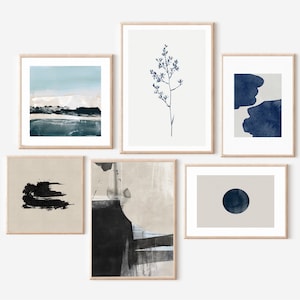 Blue Print-Set, druckbare marineblaue Kunst, 4 abstrakte Kunstdrucke, druckbare Kunst