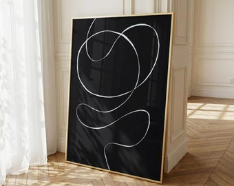 Abstract Black Line Art Print, Minimalist Wall Art (Digital Download)