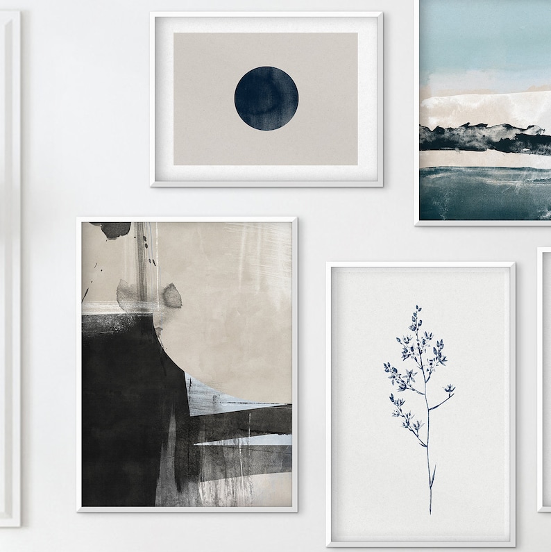Blue Print Set Gallery Wall Art Bundle Modern Abstract Art Etsy