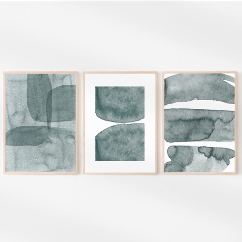Blue Grey Wall Art Abstract Watercolor Art Printable - Etsy