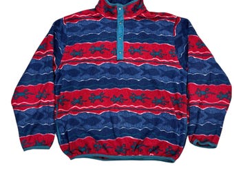 Vintage 1990s LL BEAN Multicolor Fleece Jacket Small Ll Bean Usa