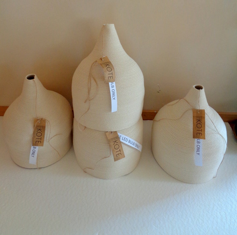 Cotton Rope Pendant Light Basket Pendant Light Shade Natural Etsy