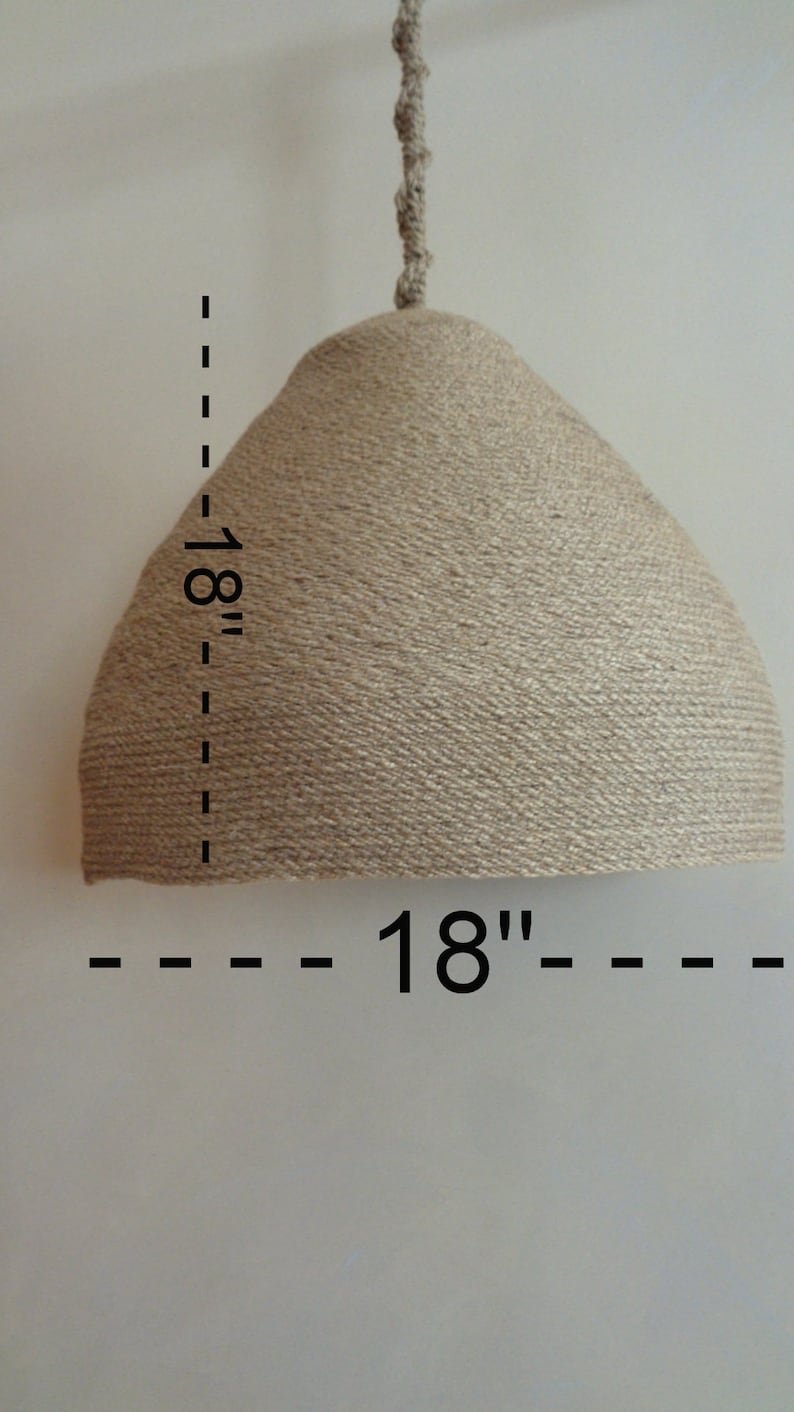 Basket Lampshade, 18'' Natural Hanging Light, Jute Rope Pendant Light