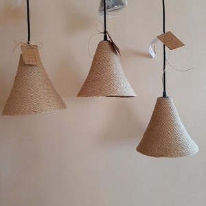 Tropical pendant light, This sale is for One Rope Pendant Light, Small Burlap Pendant Light, Rustic Lampshade, Cafe lighting, bar lights