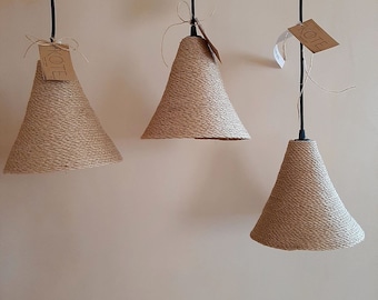 Tropical pendant light, This sale is for One Rope Pendant Light, Small Burlap Pendant Light, Rustic Lampshade, Cafe lighting, bar lights