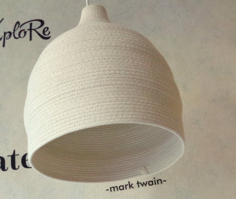 Cotton Rope Pendant Light Basket Pendant Light Shade Natural Etsy