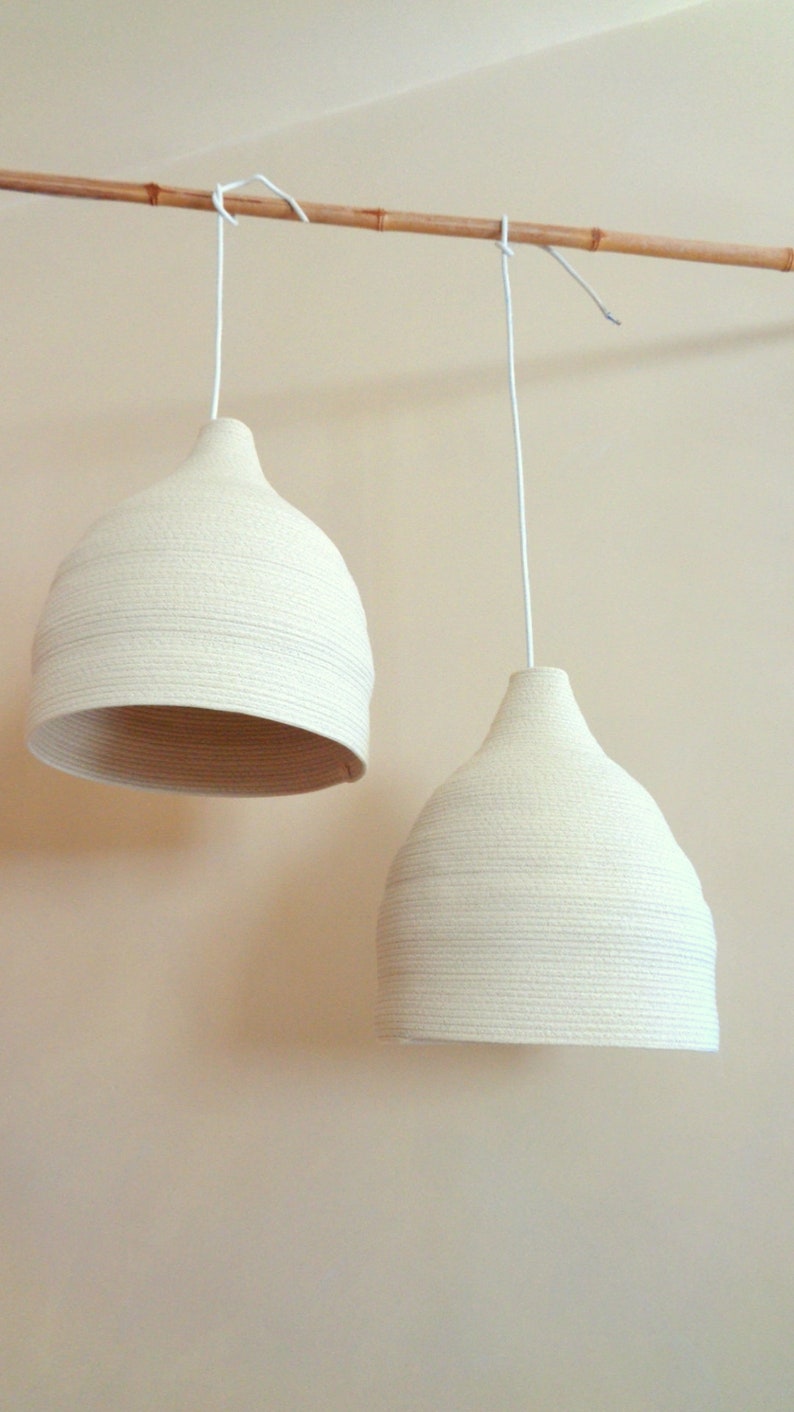 Cotton Rope Pendant Light Basket Pendant Light Shade Natural Etsy