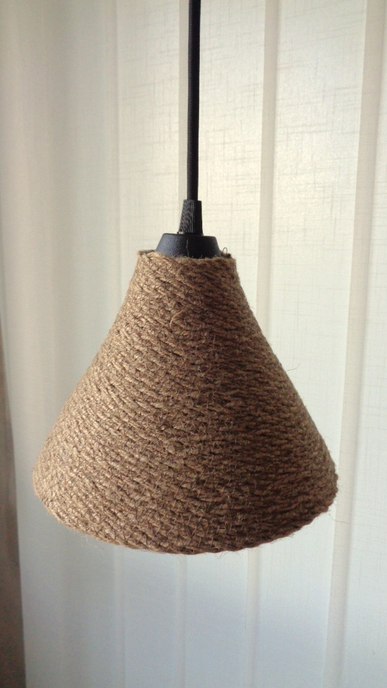 Tropical Pendant Light Small Rope Light Shade Small Burlap Etsy