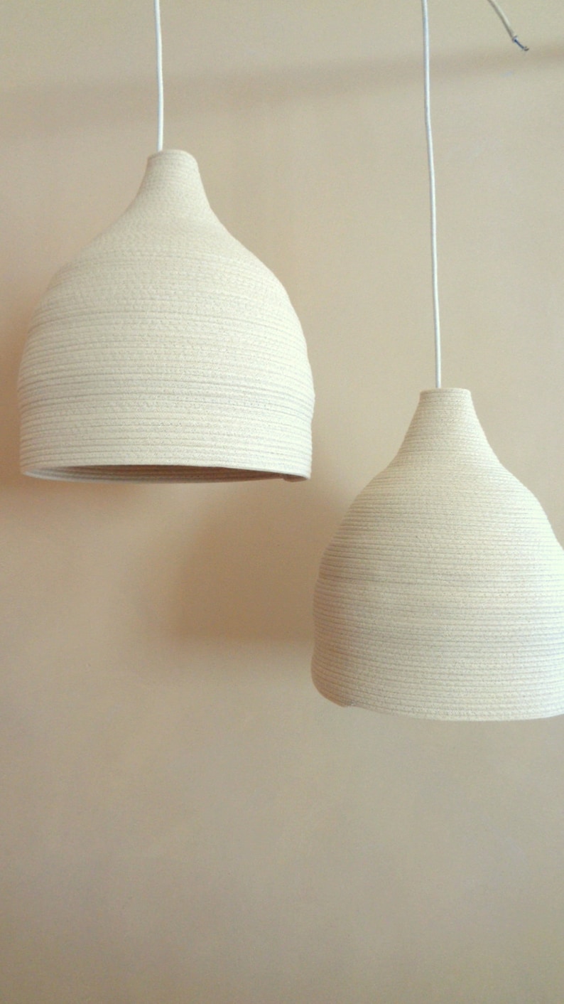 Cotton Rope Pendant Light Basket Pendant Light Shade Natural Etsy