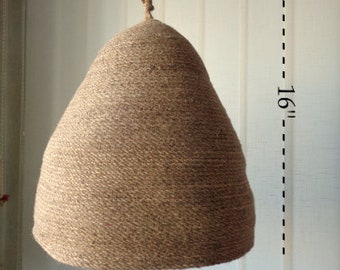 Rustic Lampshade, 16&#39;&#39; Natural Hanging Light, Jute Rope Pendant Light, Basket pendant light, Burlap Pendant Light, Rustic lighting