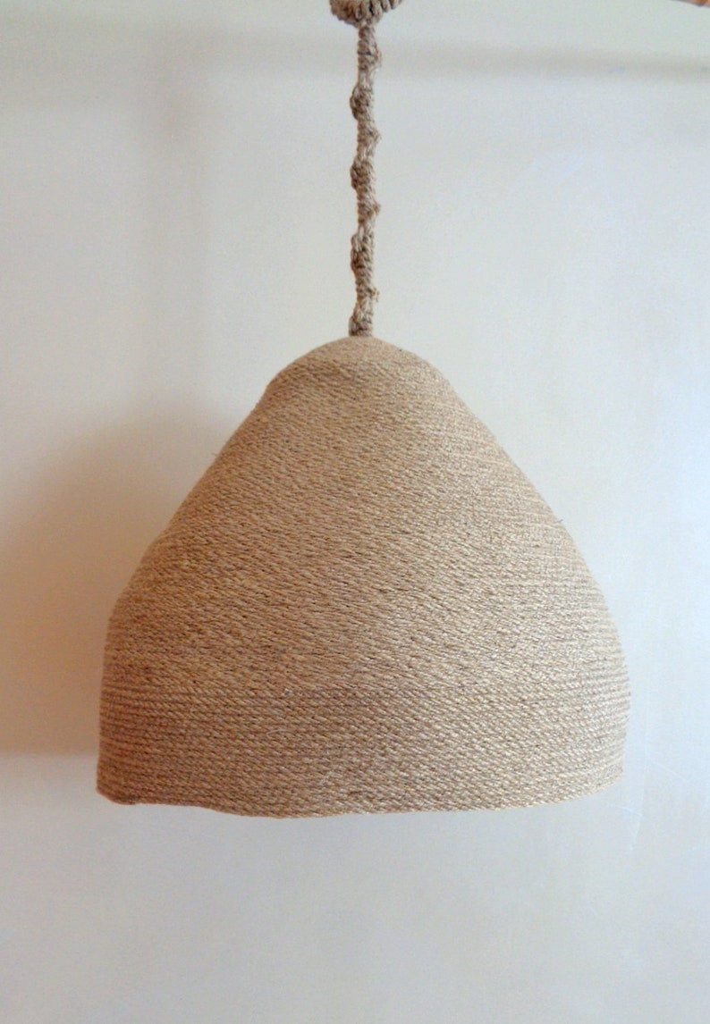 Basket Lampshade, 18'' Natural Hanging Light, Jute Rope Pendant Light