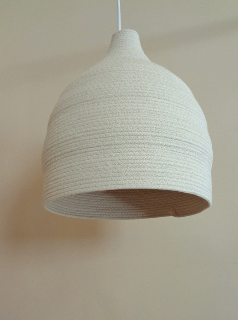 Cotton Rope Pendant Light Basket Pendant Light Shade Natural Etsy