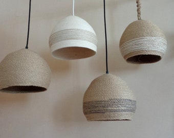 Rope Pendant Light, Bowl pendant light 10&#39;&#39;/ 12&#39;&#39;, Natural Hanging Light, Farmhouse lighting, Cafe lighting, bar lights