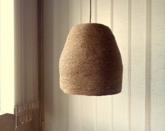 Natural fibers Basket pendant light, Burlap Pendant Light, Rustic Lampshade, Moroccan pendant light, Jute Rope Pendant Light,