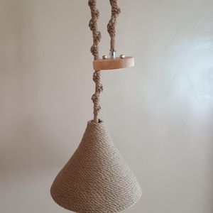 Lámpara colgante de arpillera hecha a mano, pantalla de cuerda estilo bohemio, cable de luz de cuerda de yute trenzado: cable de iluminación rústico de granja, lámpara colgante de cuerda