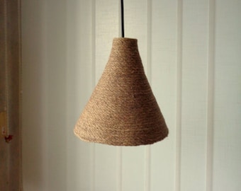 Tropical pendant light, Rope Light Shade, 8&#39;&#39;, Small Burlap Pendant Light, Boho Rustic Lampshade, Eco lighting, Cafe lighting, bar lights