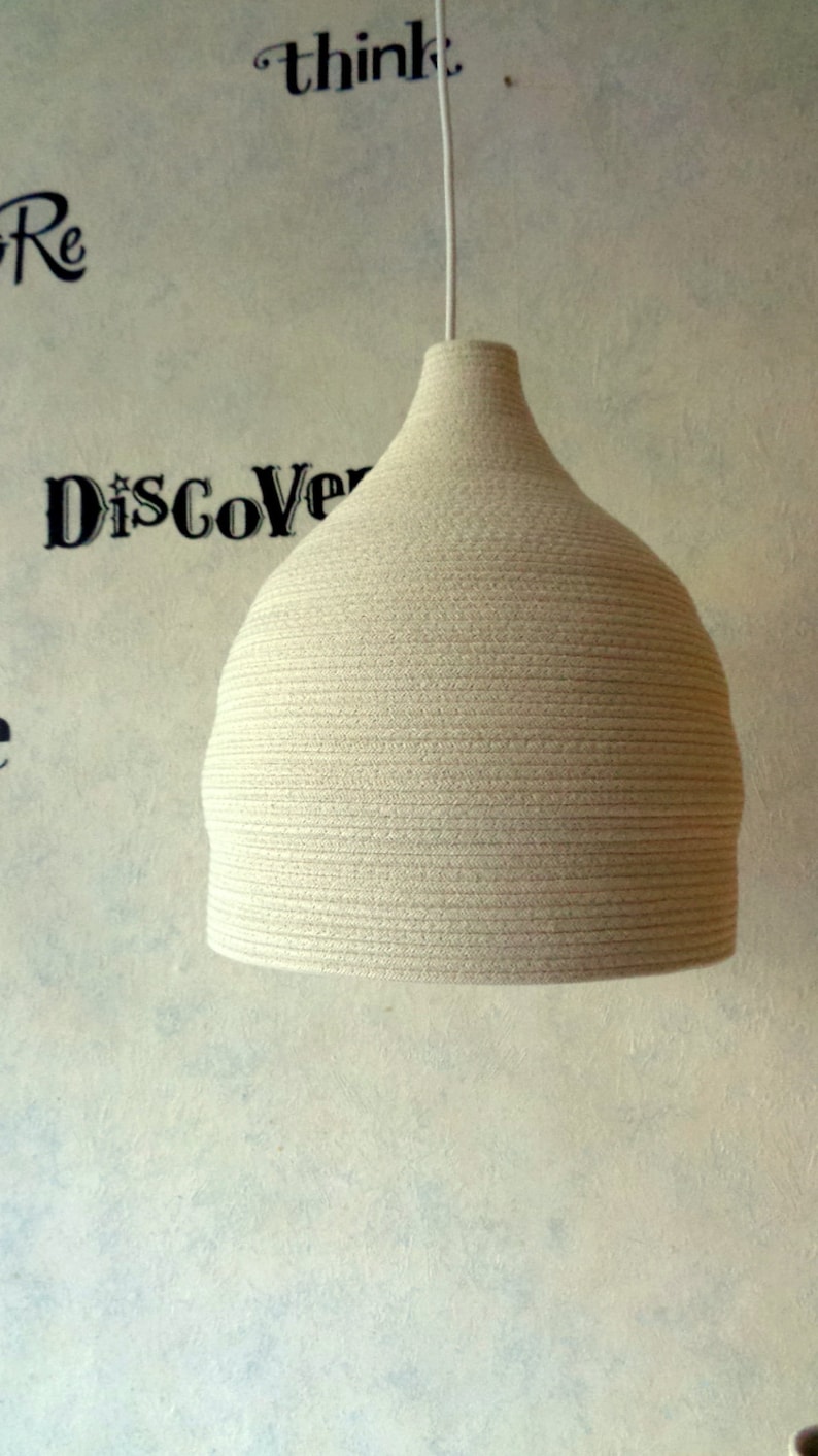 Cotton Rope Pendant Light Basket Pendant Light Shade Natural Etsy