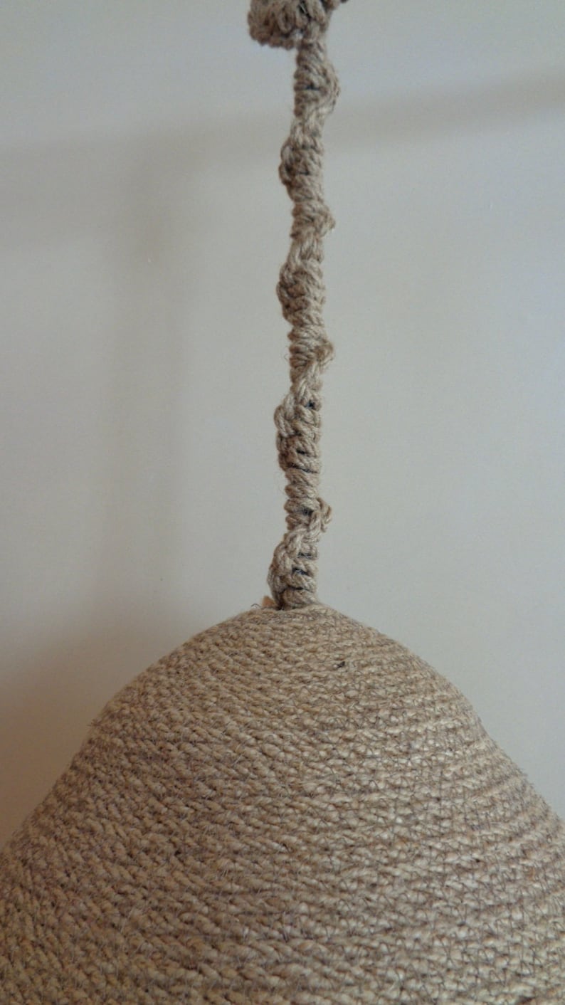 Basket Lampshade, 18'' Natural Hanging Light, Jute Rope Pendant Light