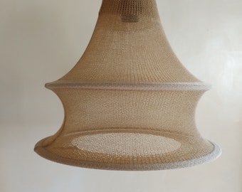 Knitted cotton lampshade, Merino lampshade, Camel lamp, yarn lighting shade, Minimalist Light, nursery light, Basket shade Free Shipping