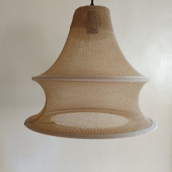 Abat-jour en coton tricoté, abat-jour en laine mérinos, lampe camel, abat-jour en fil de fer, lumière minimaliste, lampe de chambre d'enfant, abat-jour panier livraison gratuite