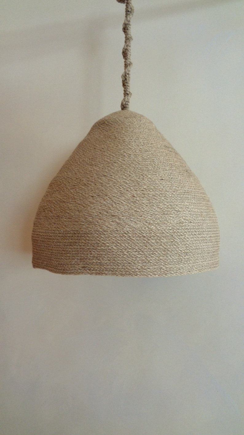 Basket Lampshade, 18'' Natural Hanging Light, Jute Rope Pendant Light