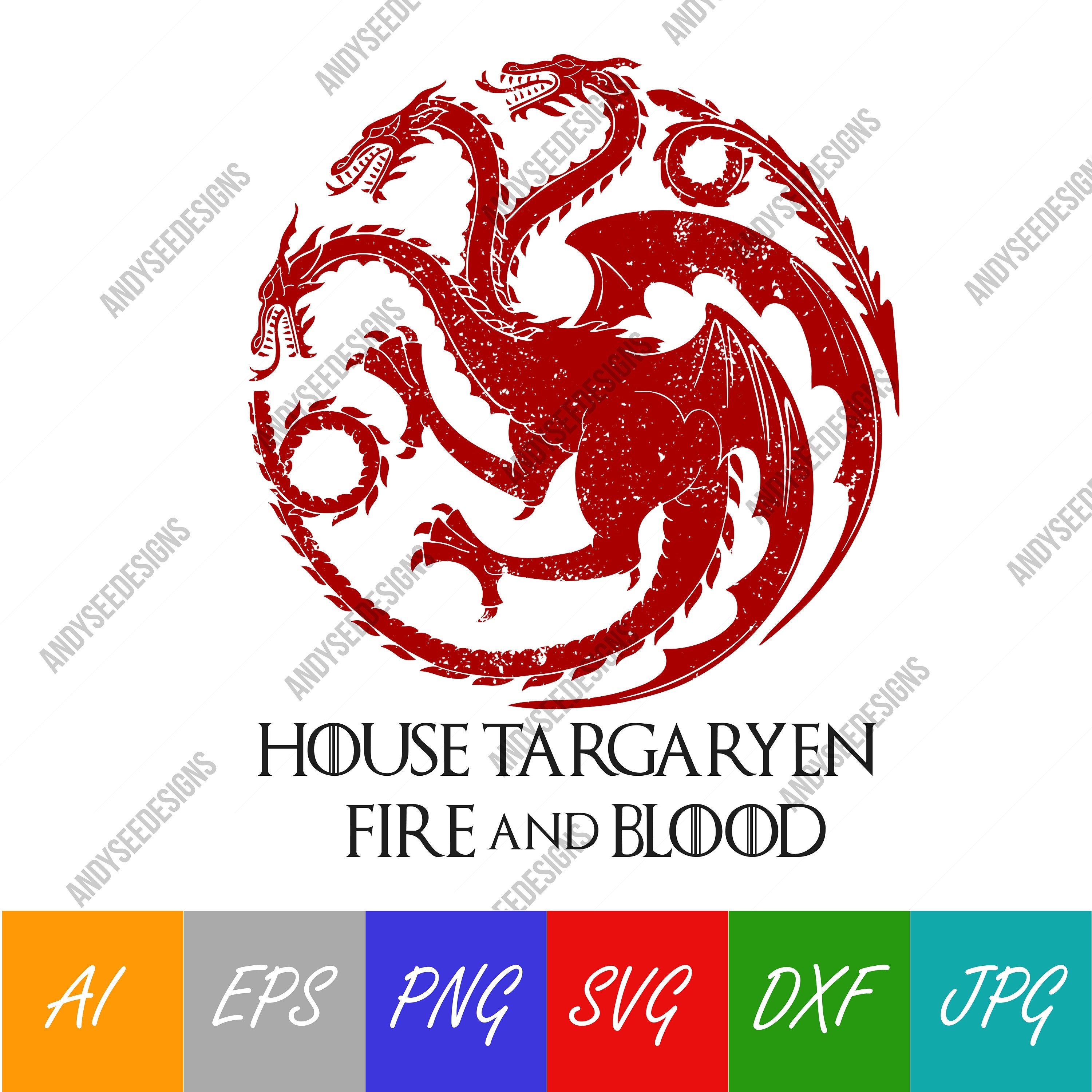 Men's Game of Thrones Targaryen Fire and Blood College Logo T