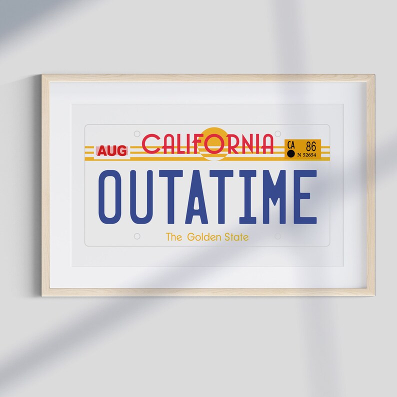 Back to the Future License Plate OUTATIME California Doc Brown - Etsy