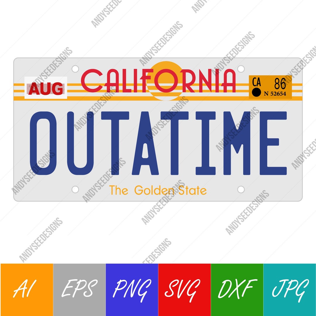 Back to the Future License Plate OUTATIME California Doc Brown Marty ...