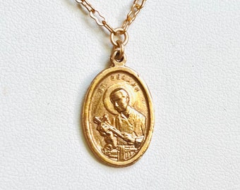 Collier Saint Gérard | Patronne des femmes enceintes | Finition dorée mate | Ne ternit pas | Cuisson au four | Couronne de grâce | Sainte de l'accouchement