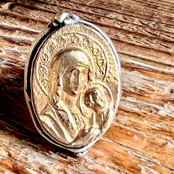 Our Lady of Perpetual Help Ring | Catholic Mary and Baby Jesus Ring | High Relief | Adjustable Size | Bold | Crown of Grace Designs