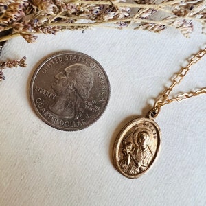 Saint Gerard Necklace Patron St of Expectant Mothers Matte Gold Finish Non Tarnish Kiln Fired Crown of Grace Childbirth Saint image 6