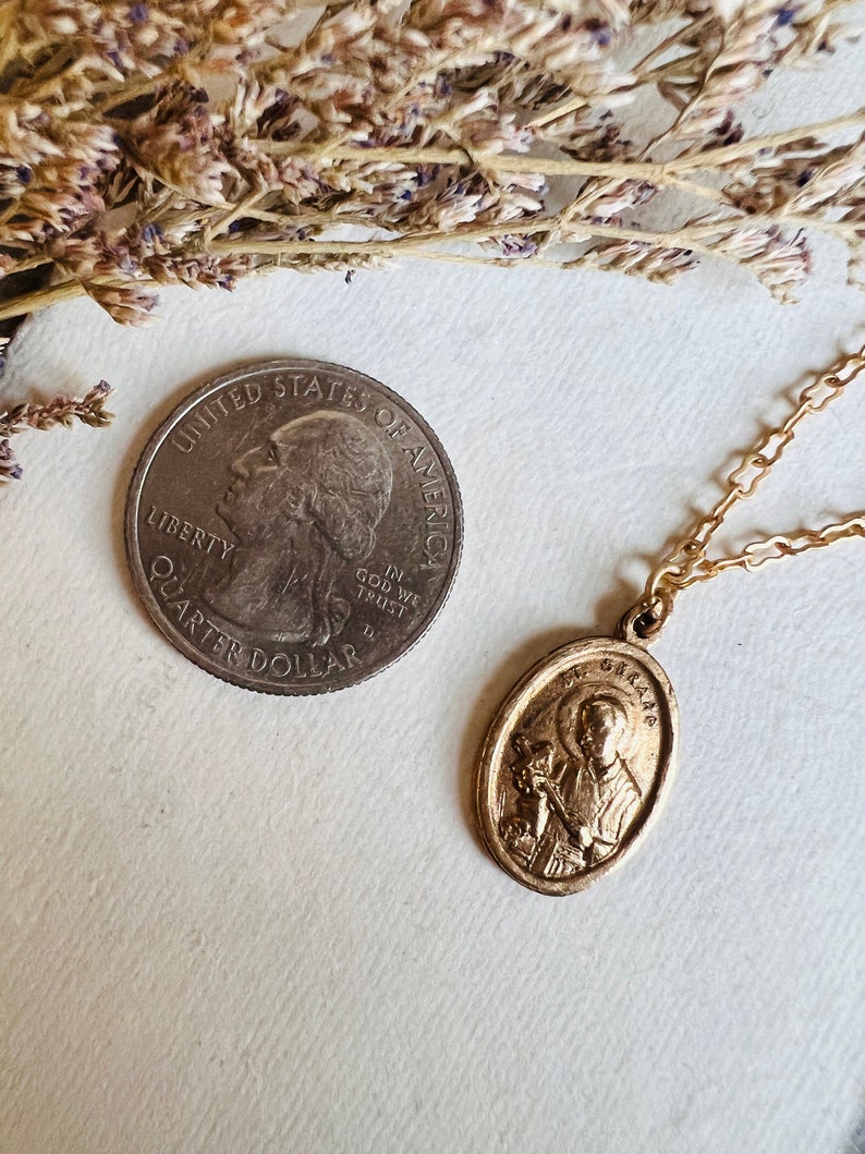 Saint Gerard Necklace Patron St of Expectant Mothers Matte Gold Finish Non Tarnish Kiln Fired Crown of Grace Childbirth Saint image 6