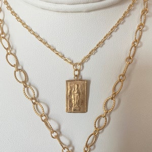 St Jude Necklace Tiny Necklace Matte Gold Necklace Bronze St Jude of Thaddeus image 10