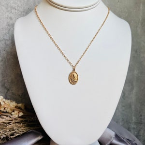 Saint Gerard Necklace Patron St of Expectant Mothers Matte Gold Finish Non Tarnish Kiln Fired Crown of Grace Childbirth Saint image 4