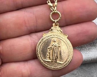 Saint Thérèse of Lisieux Necklace | Antique Replica Necklace | Bronze Clay Exclusive Design | Crown of Grace Designs | Tarnish Resistant