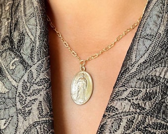 St Jude Necklace | Catholic Saint | Matte Gold Necklace | Bronze Clay | Thaddeus | Antique Replica | Patron Saint of Cancer
