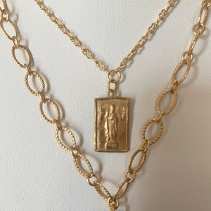 St. Jude ketting Kleine ketting Mat gouden ketting Brons Sint Judas van Thaddeus afbeelding 9