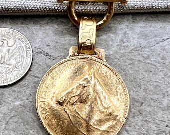 Front Toggle Chunky Horse Necklace Bronze Clay Antique Replica Crown of Grace Designs