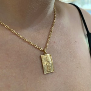 St Jude Necklace Tiny Necklace Matte Gold Necklace Bronze St Jude of Thaddeus image 4