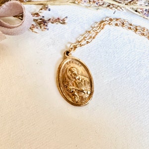 Saint Gerard Necklace Patron St of Expectant Mothers Matte Gold Finish Non Tarnish Kiln Fired Crown of Grace Childbirth Saint image 8