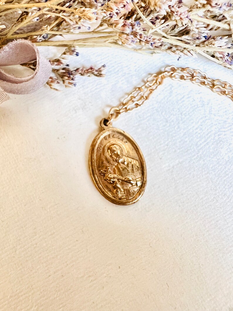 Saint Gerard Necklace Patron St of Expectant Mothers Matte Gold Finish Non Tarnish Kiln Fired Crown of Grace Childbirth Saint image 8