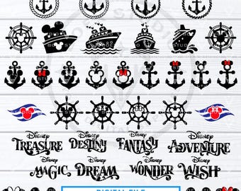 Disney Cruise SVG Cut File Bundle, Anchor Mickey Mouse, Disney Cruise Line (Digital Download)